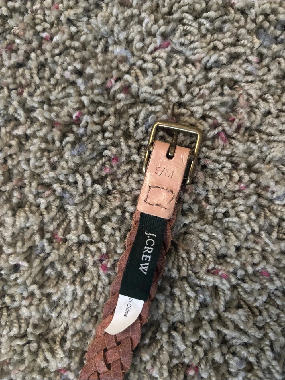 J. Crew Tan and Green Braided 100% Leather Skinny Belt - Women's Sz S/M